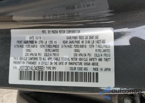 2020 Mazda Cx-9 Touring из США, поврежденный, VIN JM3TCBCY4L0405551